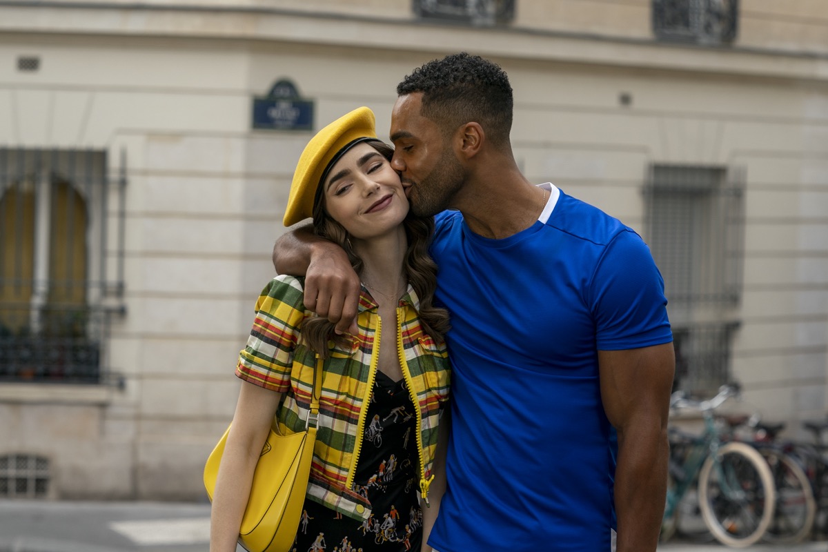 Lily Collins and Lucien Laviscount in Emily in Paris