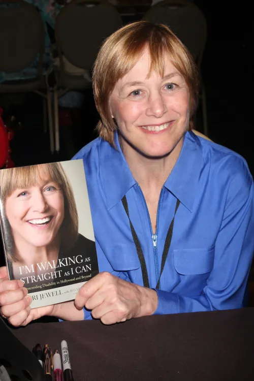 Geri Jewell with her book at The Hollywood Show in 2011