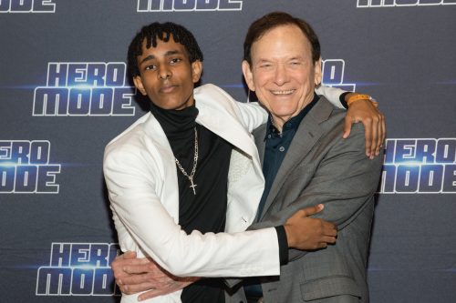Phillip Solomon and Monte Markham at a screening of "Hero Mode" in June 2021