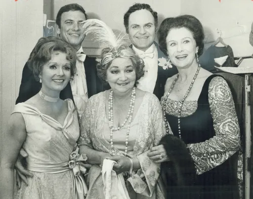 The cast of "Irene" in 1972: Debbie Reynolds, Patsy Kelly, Ruth Warwick, Monte Markham, and George S. Irving