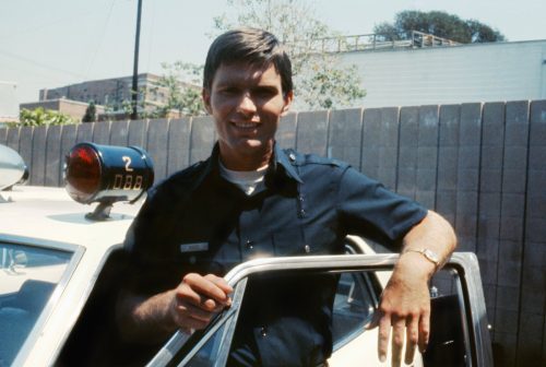 Kent McCord on teh set of "Adam-12" in the early 1970s