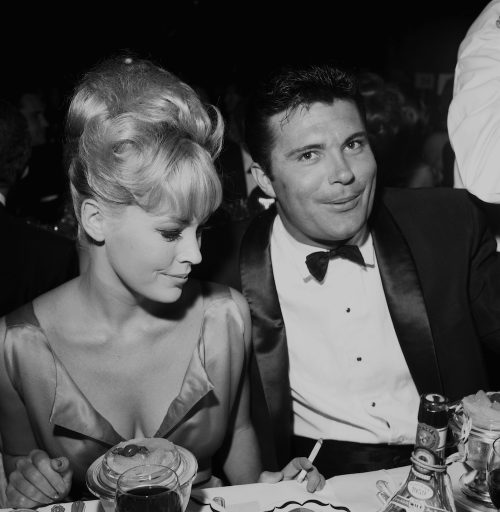 Joanne Hill and Max Baer Jr. at an awards party in the 1960s