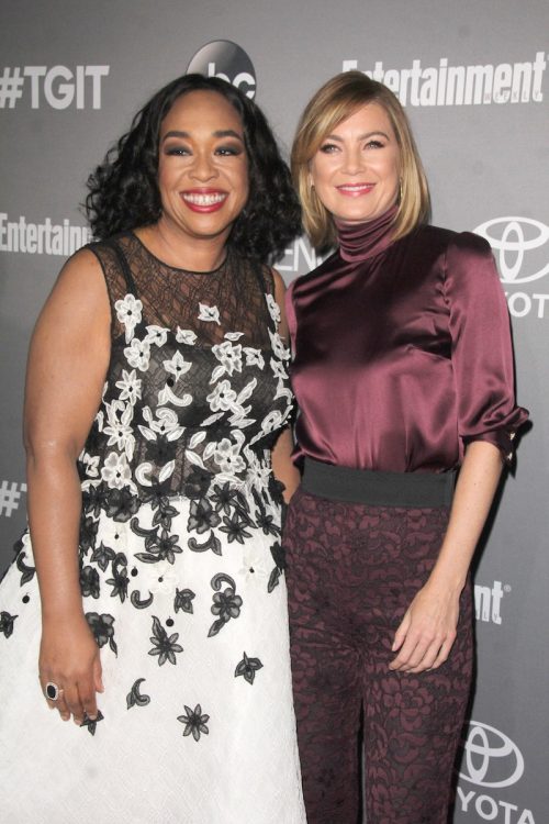 Shonda Rhimes and Ellen Pompeo at at the TGIT 2015 Premiere Event