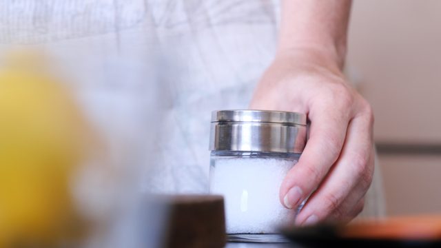 Holding salt container
