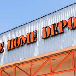 The exterior sign of a Home Depot store
