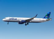 JetBlue Airbus A321 airplane at Los Angeles International Airport in California. Airbus is a European aircraft manufacturer based in Toulouse, France.