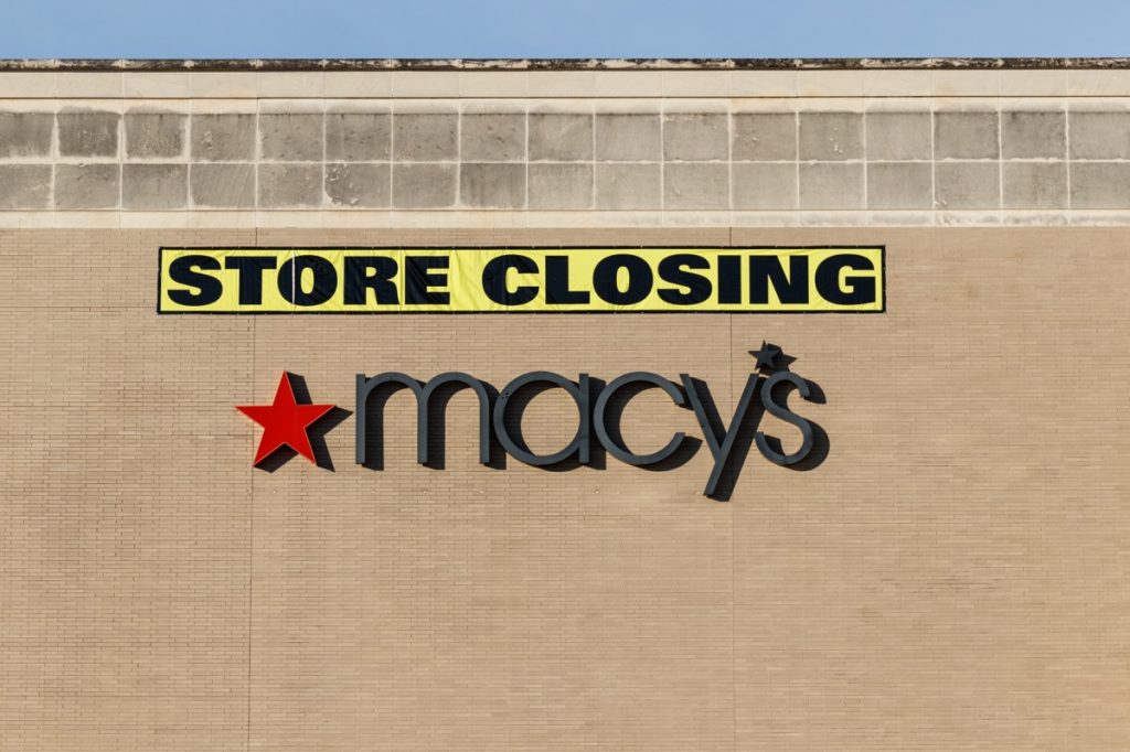 macy's mall location and Store Closing sign. Macys plans to continue closing stores in 2019 III