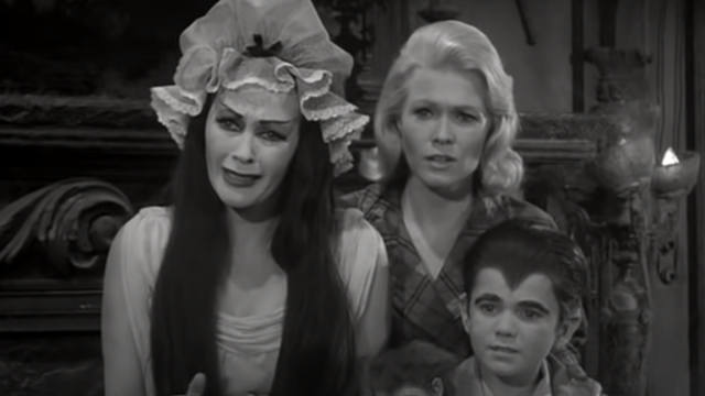 Yvonne De Carlo, Pat Priest, and Butch Patrick in "The Munsters"