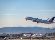 Los Angeles, CA: March 23, 2018: A United Airlines aircraft taking off at Los Angeles International Airport (LAX). LAX is one of the busiest airport in the world.