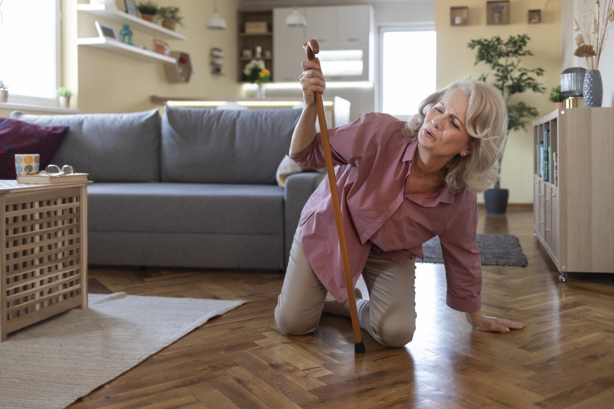 Retired Woman Having Dizzy at Home in the Living Room