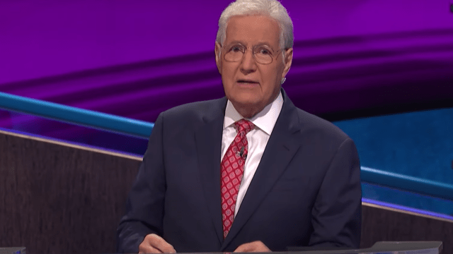 Alex Trebek hosting a 2020 episode of "Jeopardy!"