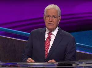 Alex Trebek hosting a 2020 episode of "Jeopardy!"
