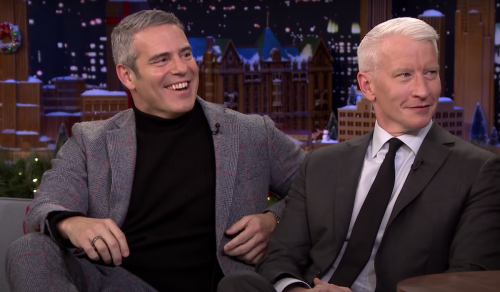 Andy Cohen and Anderson Cooper on "The Tonight Show" in 2017