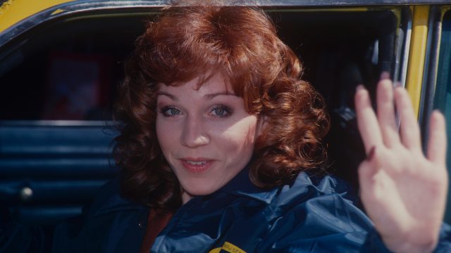 Marilu Henner photographed in a taxi in the 1970s