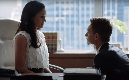 Meghan Markle and Patrick J. Adams on "Suits"