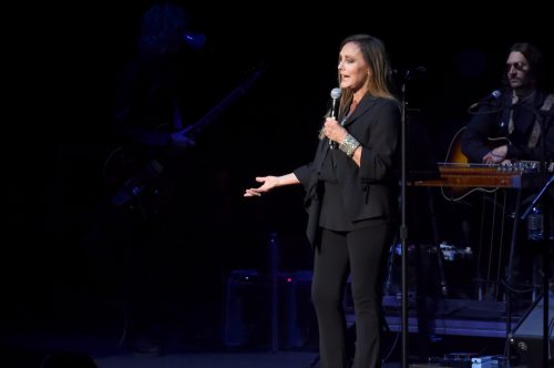 Peggy Fleming speaking on stage during An Evening of Scott Hamilton and Friends in 2017