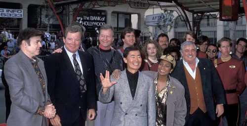 The cast of "Star Trek" at their hand and footprint ceremony in 1991