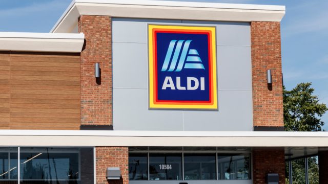 The storefront of an Aldi supermarket