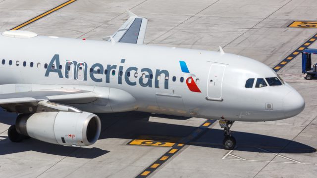 An American Airlines plane on the runway
