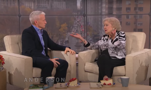 Anderson Cooper interviewing Betty White in 2011