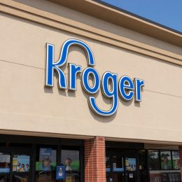 The entrance to a Kroger supermarket