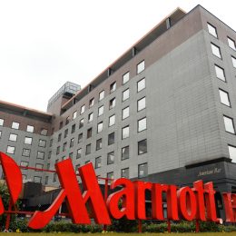The exterior of a Marriott hotel