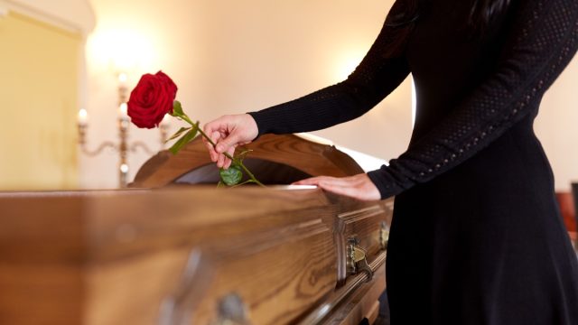 Woman at funeral