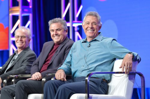 Mike Lookinland, Christopher Knight, and Barry Williams at the Summer 2019 Television Critics Association Press Tour
