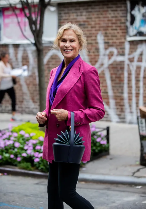 Lauren Hutton outside the Gabriela Hearst show during New York Fashion Week in September 2019