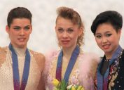 Nancy Kerrigan, Oksana Baiul, and Chen Lu at the 1994 Olympics