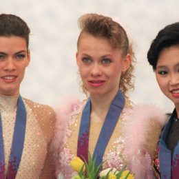 Nancy Kerrigan, Oksana Baiul, and Chen Lu at the 1994 Olympics