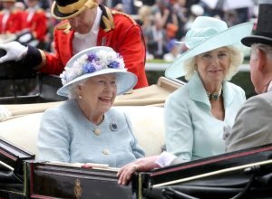 Queen Elizabeth and Camilla, Duchess of Cornwall in a carriage during Royal Ascot in 2019