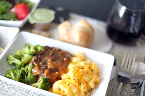 Airline meal served in the business class.