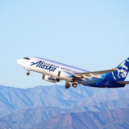 Alaska Airlines Boeing 737-790(WL) aircraft is airborne as it departs Los Angeles International Airport, Los Angeles, California USA