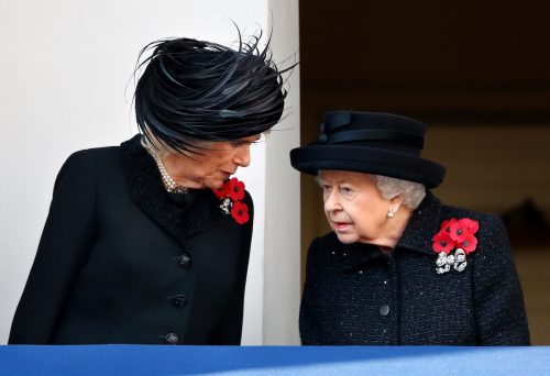Camilla, Duchess of Cornwall and Queen Elizabeth on Remembrance Sunday in 2019