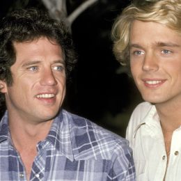 Tom Wopat and John Schneider during a press conference to announce their return to "The Dukes of Hazzard" in 1983