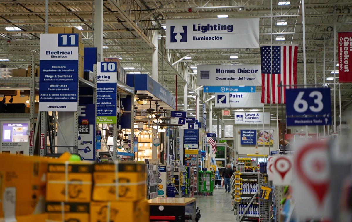 Perspective shot of the interior of a Lowe's