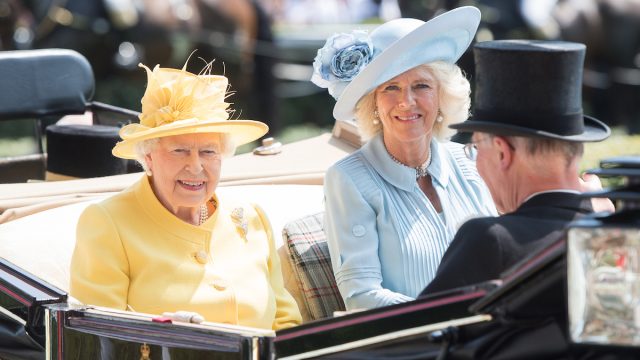 Queen Elizabeth and Camilla, Duchess of Cornwall in a carriage at Royal Ascot 2017
