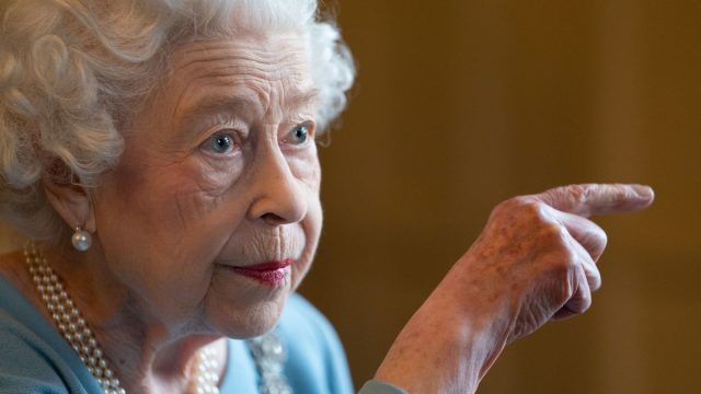 Queen Elizabeth at a reception for the start of the Platinum Jubilee on Feb. 5, 2022