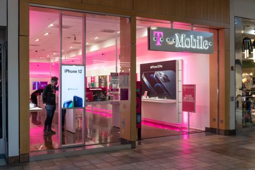 T-Mobile Retail Wireless Store. T-Mobile merged with Sprint in hopes of advancing 5G development.