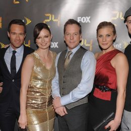Annie Wersching, Chris Diamantopoulos, Mary Lynn Rajskub, Kiefer Sutherland, Katee Sackhoff and Freddie Prinze Jr. attend the "24" Season 8 premiere in 2010