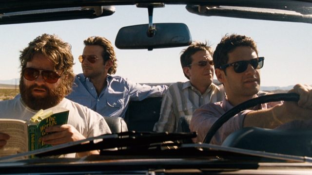 Zach Galifianakis, Bradley Cooper, Ed Helms, and Justin Bartha in The Hangover