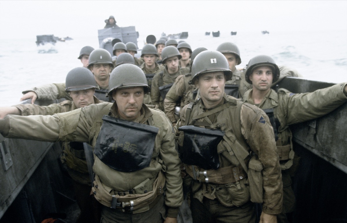 Tom Hanks and cast in Saving Private Ryan