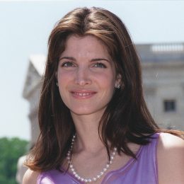 Stephanie Seymour on the steps of the US Sentate