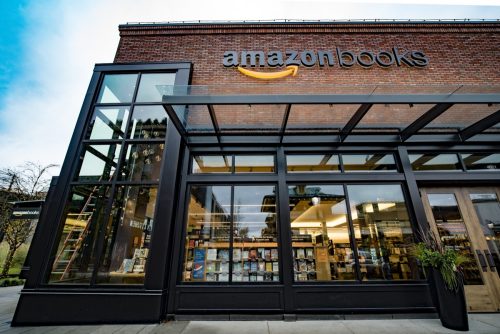 Amazon opens its first real life brick and mortar bookstore called Amazon Books in Seattle's University Village