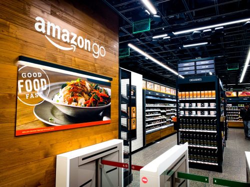 Amazon Go grocery store that requires no check out and no lines opened this first store in 2018 near the Amazon headquarters