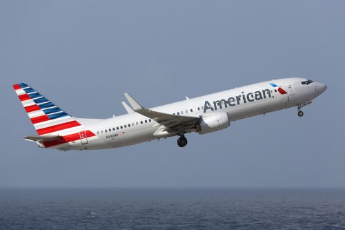 An American Airlines flight taking off