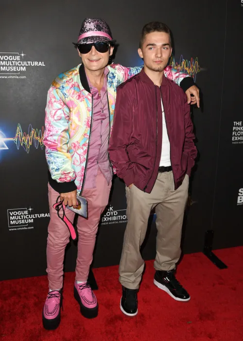 Corey and Zen Feldman at the opening of The Pink Floyd Exhibition: Their Mortal Remains in 2021