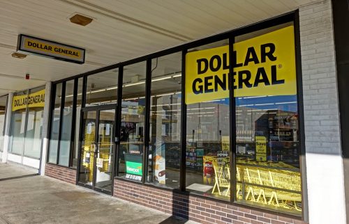 Dollar General discount retailer store entrance - Revere, Massachusetts USA - November 23, 2017