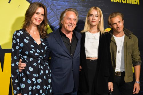 Kelley Phleger, Don Johnson, Grace Johnson, and Jesse Johnson at the premiere of 